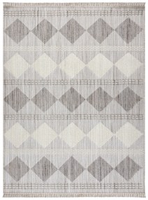 Koberec NANO EO61A Diamant, plocho tkaný, slučka, sivo-biely