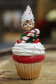 Klasik vianočná figúrka škriatok v muffine 15cm