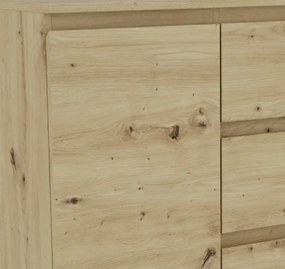 Široká komoda so 4 zásuvkami Carlos, dub artisan, 120 cm