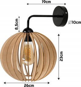 LED nástenné svietidlo 1x E27 LOFT edison drevená guľa