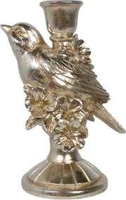 Strieborný antik svietnik s vtáčikom Birdinia silver - 14*10*20 cm