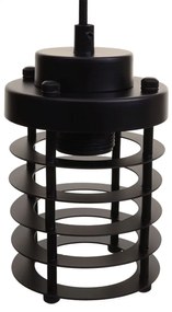 Závesné svietidlo H82 industrial, klietka 3 74203 - kov / bambus - Čierna