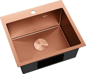 Mexen Solix, 1-komorový nerezový drez 500 x 450 mm, brúsená meď, vzor voština, 6402501000-65HC