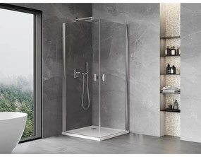 Mexen Mist-B Duo, 2-krídlový výklopný sprchový kút 100 x 100 cm, číre sklo, chrómový profil, 8A2-100-100-01-00