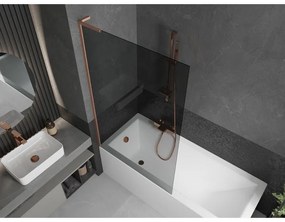 Mexen Next L, 1-krídlová vaňová zástena 100 x 150 cm, 6mm šedé sklo, medený profil, 895-100-000-03-40-65