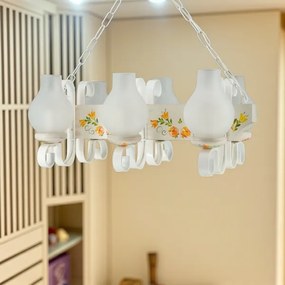 Brilagi - Závesný luster na reťazi QUEEN 6xE14/40W/230V buk/krémová