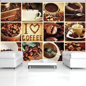 Fototapeta - I love coffee - koláž (152,5x104 cm)