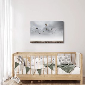 Obraz - Balóny nad tehlovou stenou (90x60 cm)