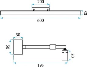 Toolight Toolight, LED nástenné svietidlo, 60cm, 9W, 4000K, 1000lm, APP1876-1W, zlatá matná, OSW-66031