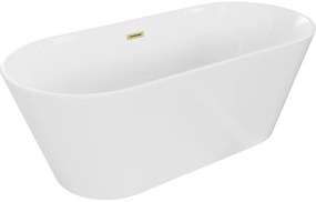 Mexen Flavia, voľne stojaca vaňa 170 x 75 cm, biela, zlatý matný prepad, 54031708000-55