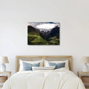 Sklenený obraz - Údolie pod horami (70x50 cm)