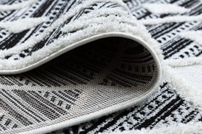 Koberec MAROC P662,  čierno-biely, vzor diamant,Marocký Shaggy