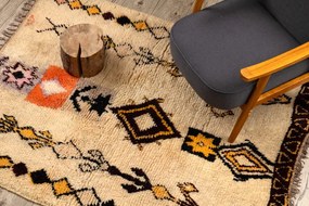 Ručne tkaný vlnený koberec BERBER BJ1005 Boujaad berber Boho, béžový / žltý