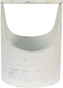 Béžový plechový obal na kvetináč s držadlom Fun Antique - 30*29*40 cm