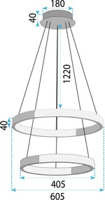 Toolight Toolight, LED závesné osvetlenie, 38W, 3000K, LHJ044-CP2, zlatá, OSW-60027