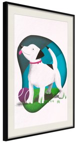 Artgeist Plagát - Dog and Ball [Poster] Veľkosť: 30x45, Verzia: Čierny rám s passe-partout