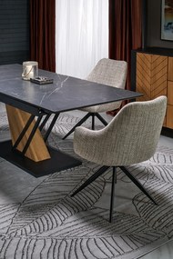 Rozkládací jídelní stůl Volant 140/180 cm dub zlatý/černý mramor