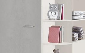 Rohová šatňa - Šatníková skriňa Joker, biela / sivý betón