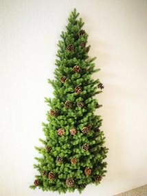 Umelý 100% 3D vianočný stromček na stenu so šiškami malý- 110 cm