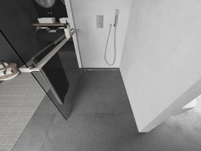 Mexen Kioto+ L, sprchová zástena Walk-In s poličkou a vešiakom 55 x 200 cm, 8mm číre sklo, brúsená oceľ profil, 800-055-123-97-00