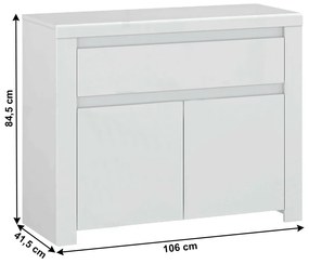 Komoda Lafer 2D1S (biely lesk). Vlastná spoľahlivá doprava až k Vám domov. 1034086