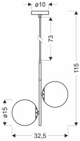 Luster na lanku DUO 2xE14/40W/230V zlatá/čierna
