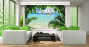 Fototapeta - Loď na oceáne (254x184 cm)