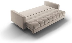 Béžová zamatová rozkladacia/s úložným priestorom pohovka 222 cm Bali – Cosmopolitan Design