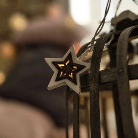 DECOLED Svetelná reťaz LED na batérie, 10 teplých bielych LED diód, 1,8 m, drevené hviezdy