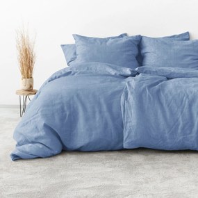 Goldea posteľné obliečky z ľanovej zmesi - modré 240 x 220 a 2ks 70 x 90 cm