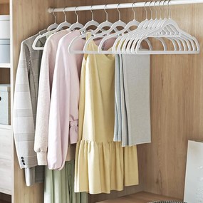 Protišmykové zamatové vešiaky s miestom na kravatu 20 ks, biele