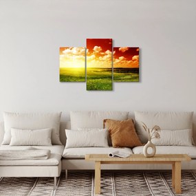 Obraz lúky so žiariacim slnkom (90x60 cm)