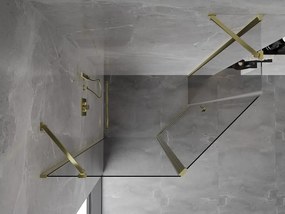 Mexen Mist, päťuholníkový sprchový kút výklopný 100 x 90 cm, číre sklo, zlatý lesklý profil, 8A8-100-090-50-00