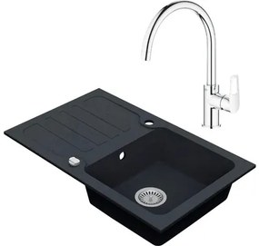 Granitový drez Vima s batériou Grohe Bau Loop 480x780 mm antracit