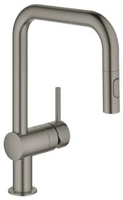 Drezová batéria GROHE Minta s vyťahovacou spŕškou, 2 prúdy kartáčovaný Hard Graphite 32322AL2