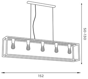 Luster na lanku FRAME 5xE27/60W/230V čierna