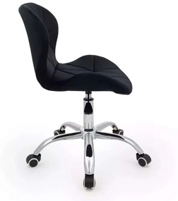 LuxuryForm DESIGN Stolička LIVIO VELUR na striebornej podstave s kolieskami - čierna