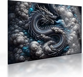 Sklenený obraz – Drak v dyme (70x50 cm)