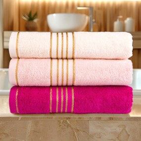 BAVLNENÉ UTERÁKY TIWANO SADA 1 KS 30X50 CM, 1 KS 50X90 CM, 1 KS 70X140 CM RUŽOVÁ