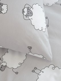 Bavlnená obliečka na vankúšik Renforcé 40 × 40 cm – Ovečky Morning Yoga sivá