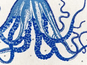 Ľanový vankúš so vzorom chobotnice 45 x 45 cm béžový ACROPORA Beliani
