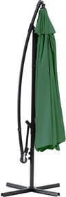 Záhradný slnečník PADDLES s bočnou nohou 300 cm zelený