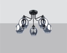 Čierne stropné svietidlo so skleneným tienidlom 59x59 cm Garten – Sollux