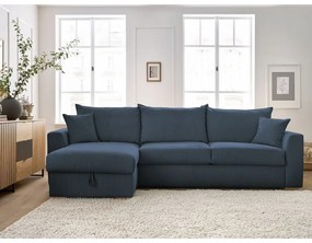 Tmavomodrá menčestrová rozkladacia rohová pohovka (variabilná) Augustin – Bobochic Paris