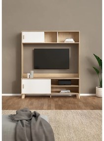 Biela/v prírodnej farbe TV zostava v dekore duba 159x181x48 cm Ikast – Tvilum