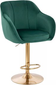 LuxuryForm DESIGN Barová stolička AVOLA VELUR na zlatom tanieri - zelená