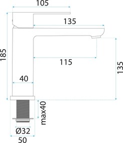 Rea Logan, umývadlová batéria h-185 mm, brúsená oceľ, REA-B6683