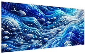 Obraz – Ryby vo vlnách (120x50 cm)