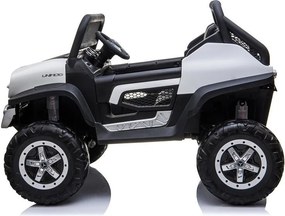 LEAN CARS Elektrické autíčko Mercedes Unimog 4x4 biele, LED, MP3