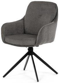 Autronic - Židle jídelní, 180° otočný mechanismus, lanýžová voděodolná látka, černý kov - DCH-P3174 GREY2 AKCE
